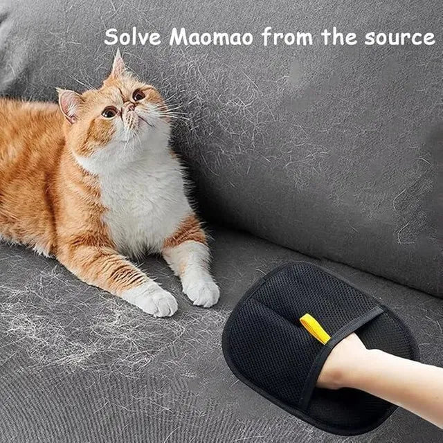 2-in-1 Pet Hair Removal Grooming Gloves